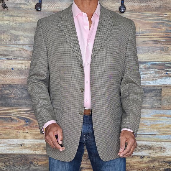 Joseph Abboud USA 100% Wool Brown Geometric Blazer Sport Jacket Size 40R - Picture 5 of 11